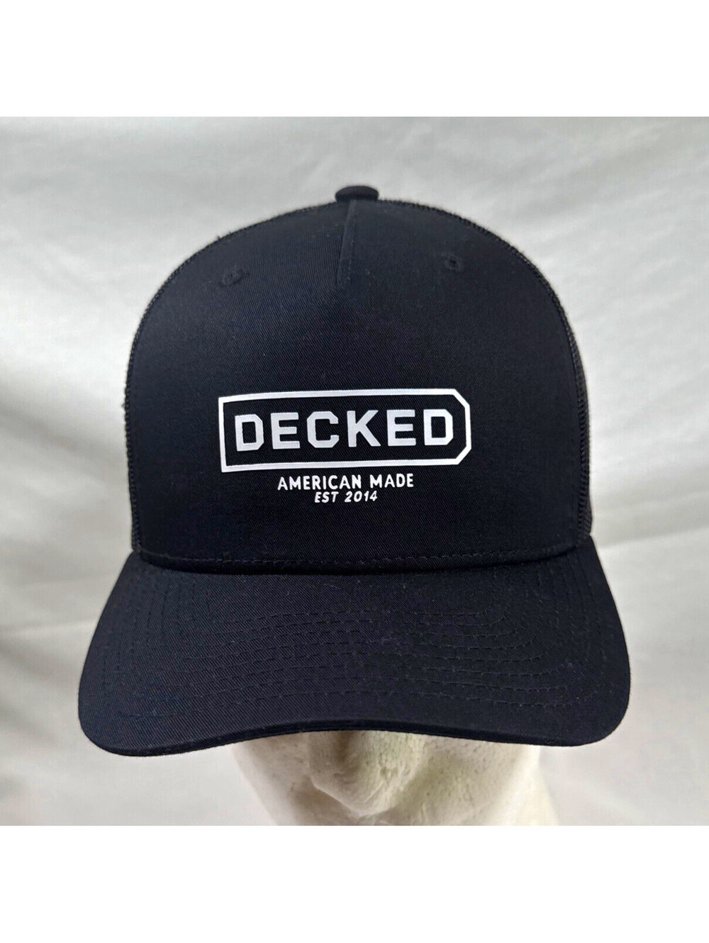 Decked Trucker Hat Black "American Made Est 2014" One Size Adjustable Mesh Back